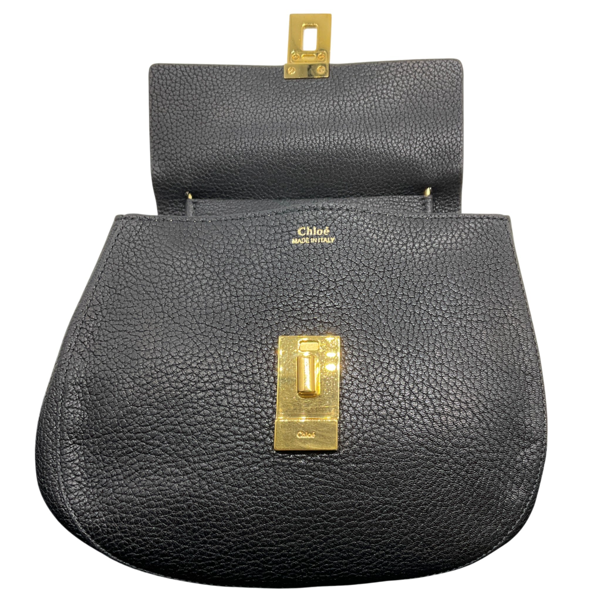 Chloe Black Leather Drew Small Saddle Bag