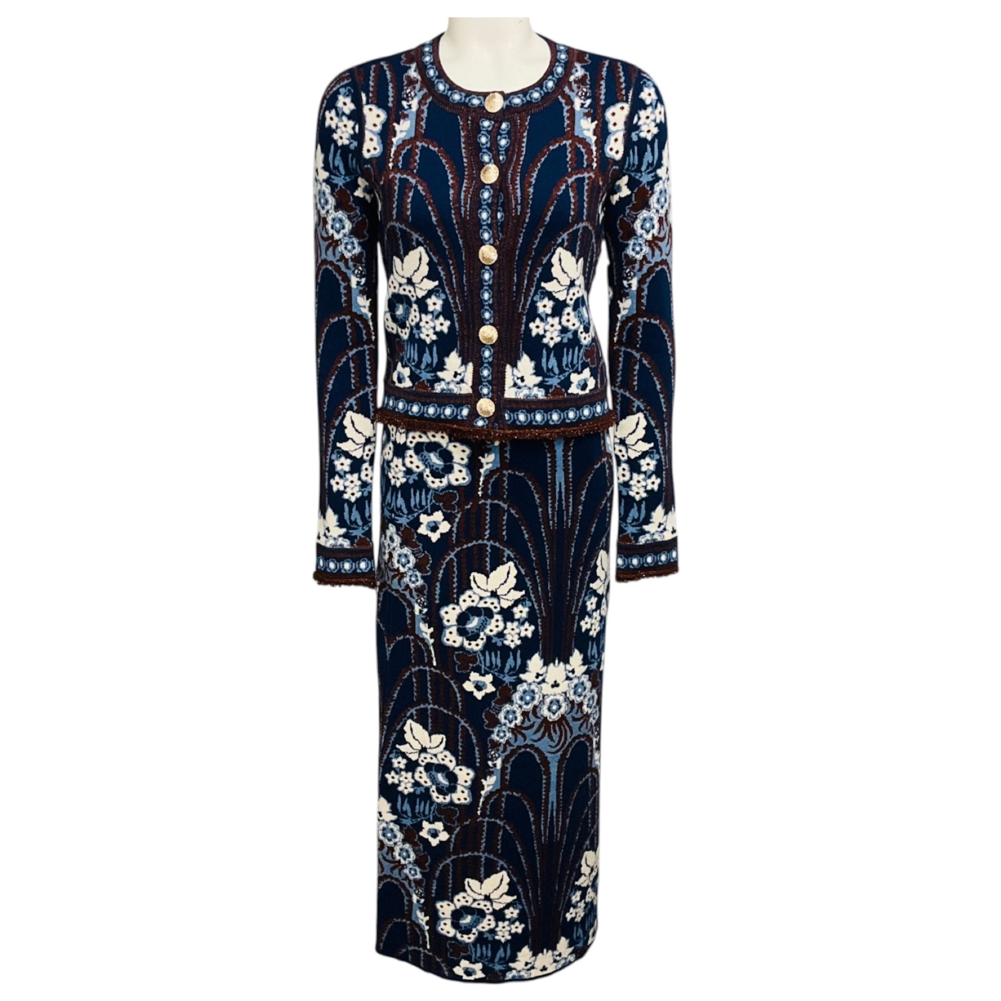 Cara Cara Fontaine Navy Knit Livi Jacket and Clara Skirt