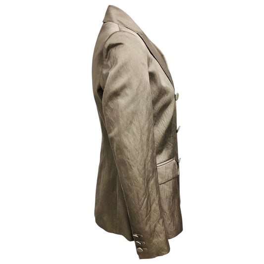 Altuzarra Taupe Crinkled Double Breasted Blazer Jacket