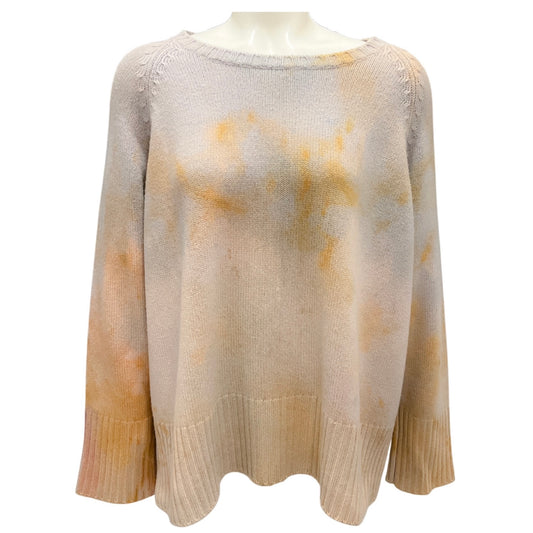 Brunello Cucinelli Taupe / Orange Tie Dye Cashmere Knit Sweater