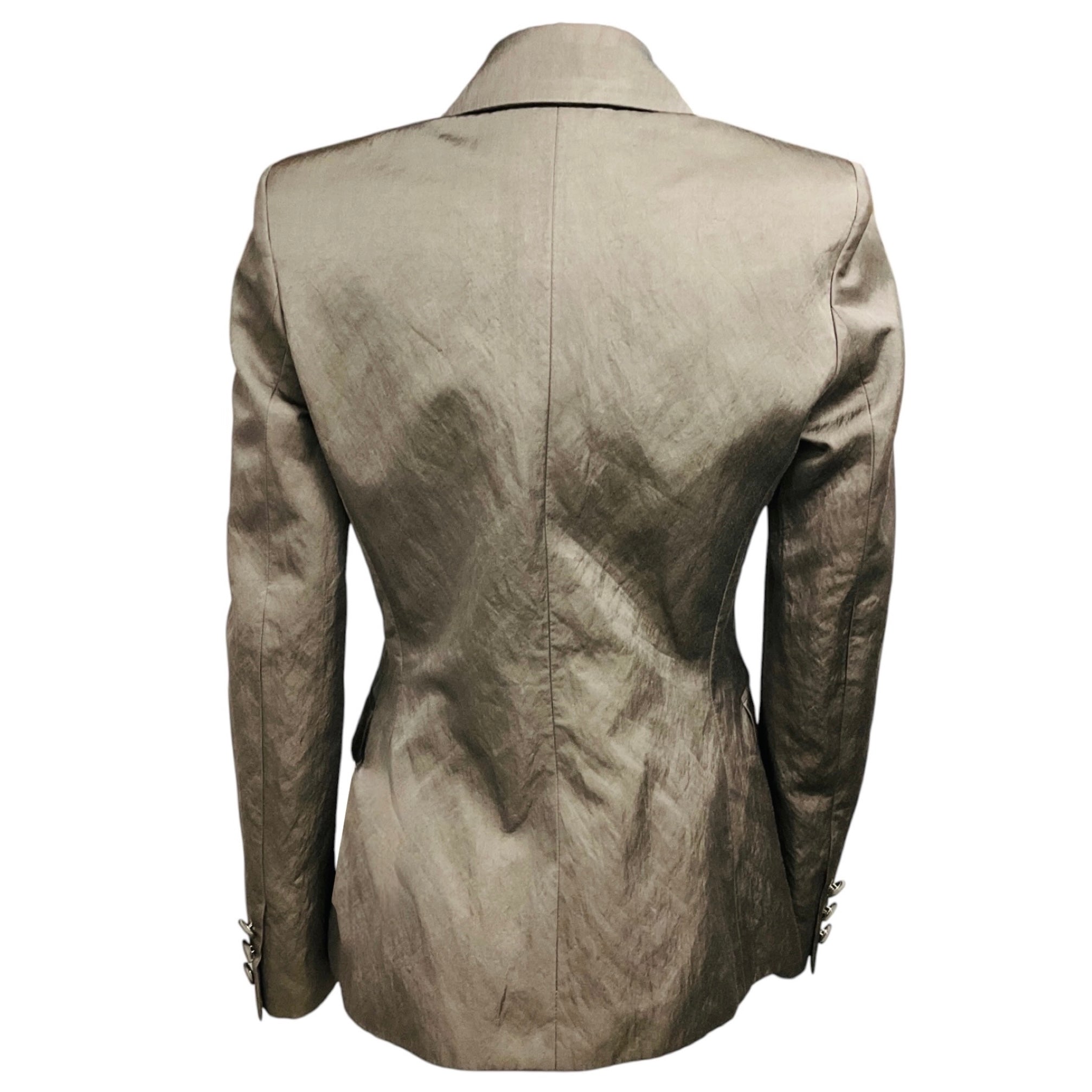 Altuzarra Taupe Crinkled Double Breasted Blazer Jacket