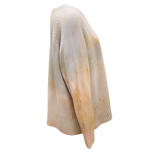 Brunello Cucinelli Taupe / Orange Tie Dye Cashmere Knit Sweater