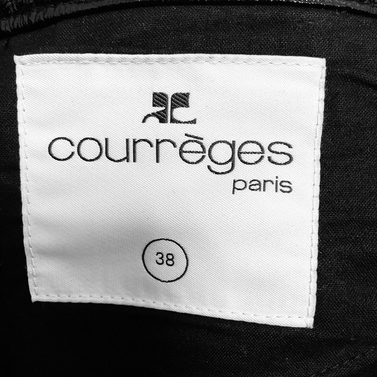 Courreges Black Crinkled Faux Patent Leather Pants