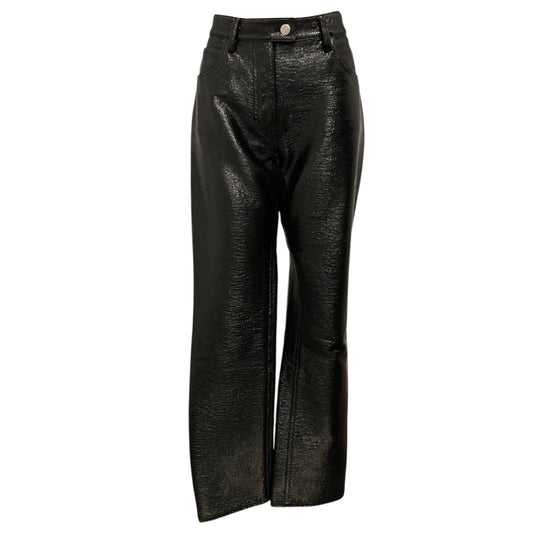 Courreges Black Crinkled Faux Patent Leather Pants