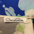 Load image into Gallery viewer, Oscar de la Renta Blue / Green Multi Printed Short Sleeved Cocktail Dress
