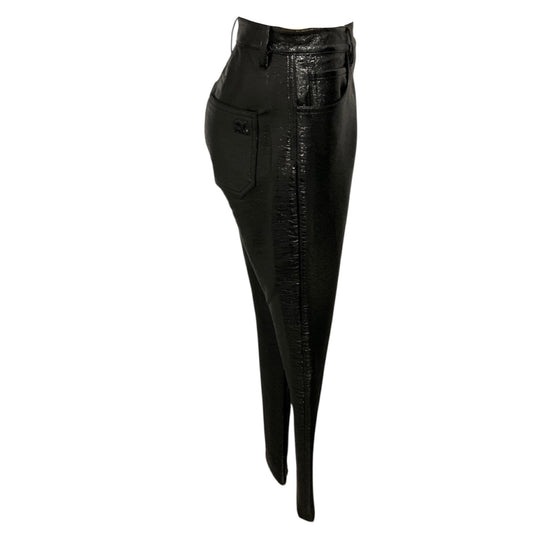 Courreges Black Crinkled Faux Patent Leather Pants