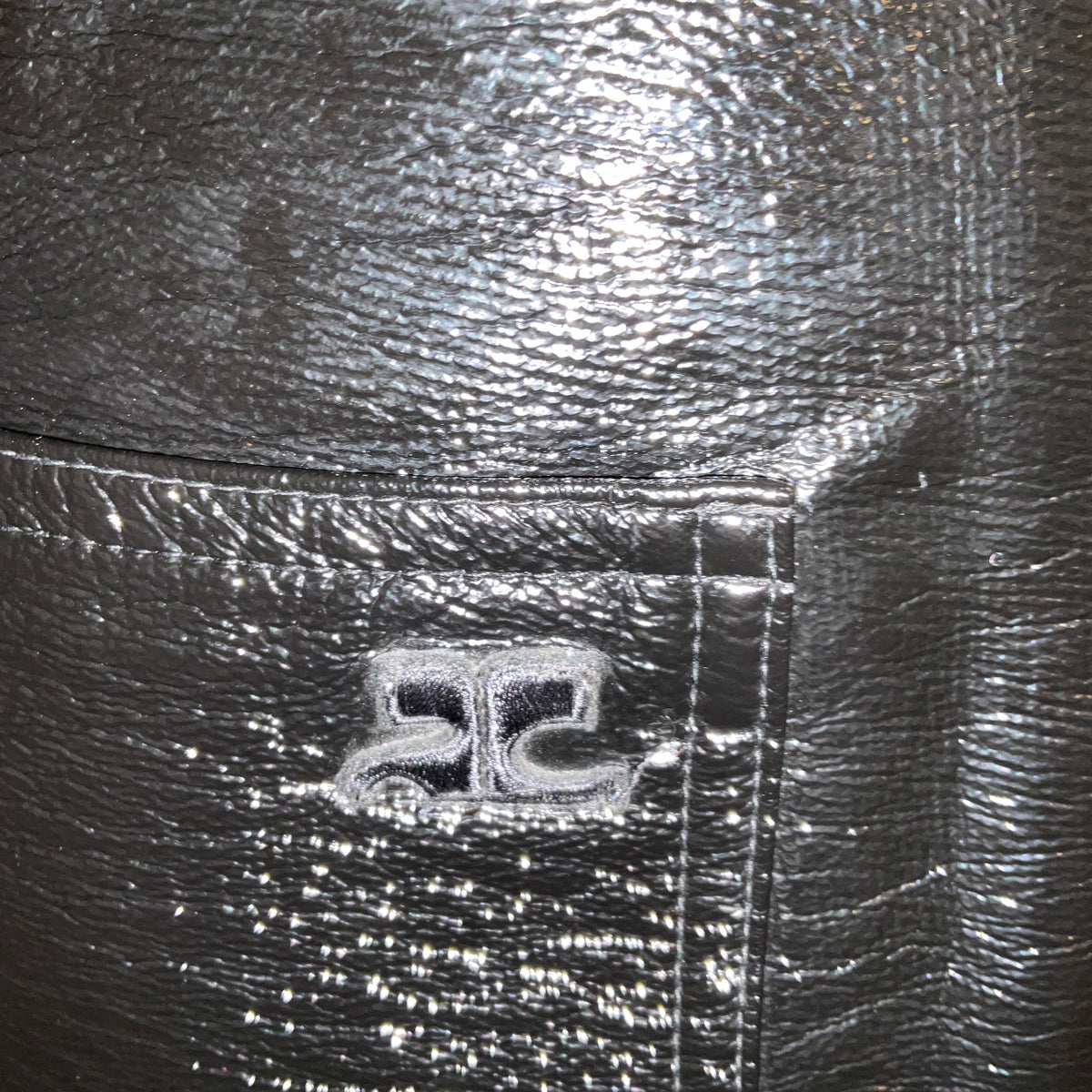 Courreges Black Crinkled Faux Patent Leather Pants
