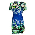 Load image into Gallery viewer, Oscar de la Renta Blue / Green Multi Printed Short Sleeved Cocktail Dress
