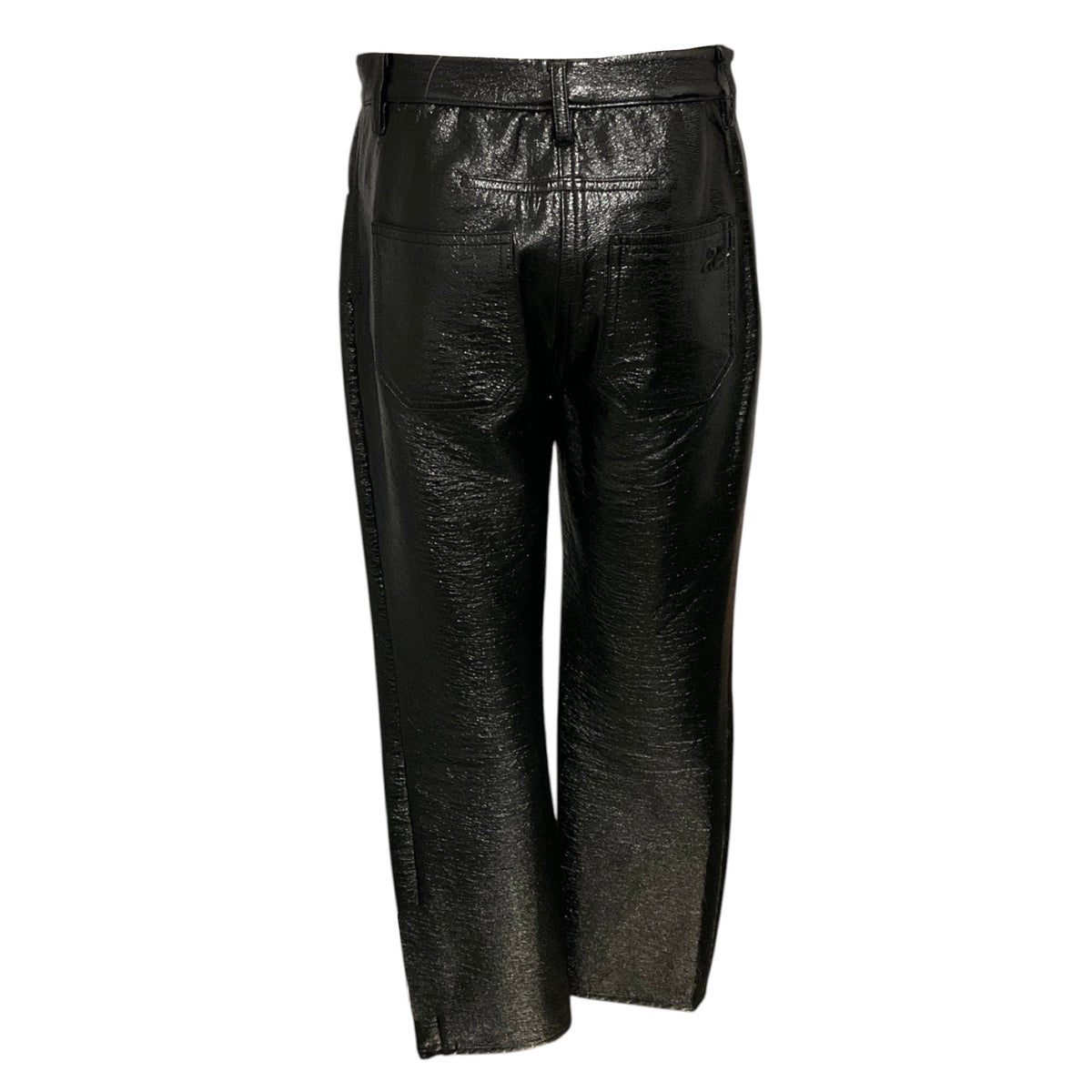 Courreges Black Crinkled Faux Patent Leather Pants