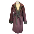 Load image into Gallery viewer, Hermes Wine / Dark Green Belted Cashmere Coat
