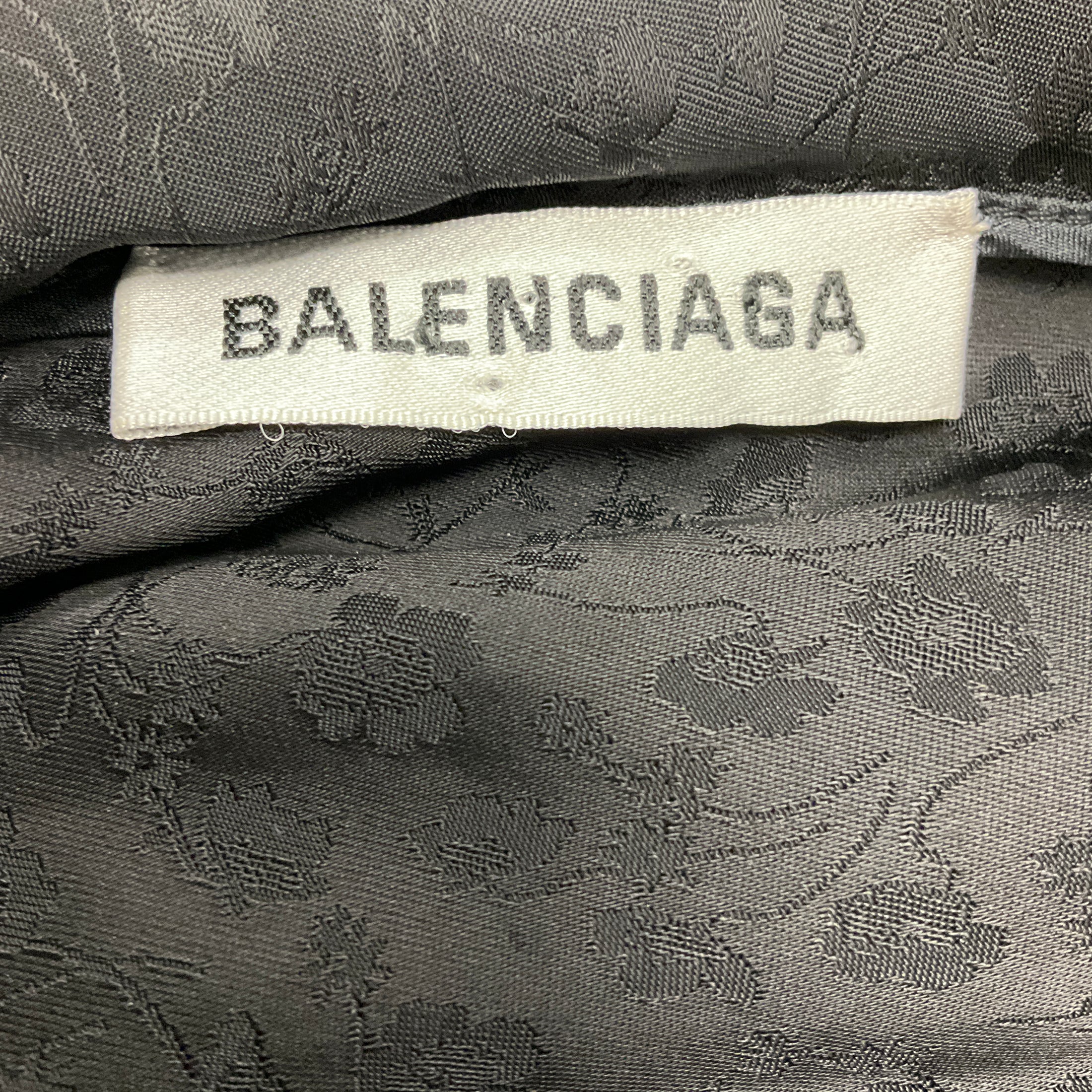 Balenciaga Black 2020 Ruffled Long Sleeved Asymmetric Satin Dress