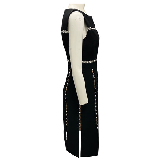 Michael Kors Collection Black / Silver Ball Embellished Sleeveless Wool Dress