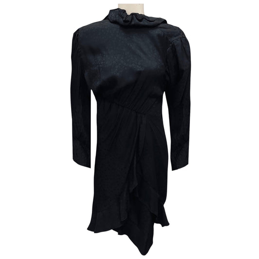 Balenciaga Black 2020 Ruffled Long Sleeved Asymmetric Satin Dress