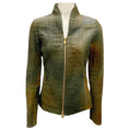 Load image into Gallery viewer, Escada Green Embossed Full Zip Lamb Leather Jacket
