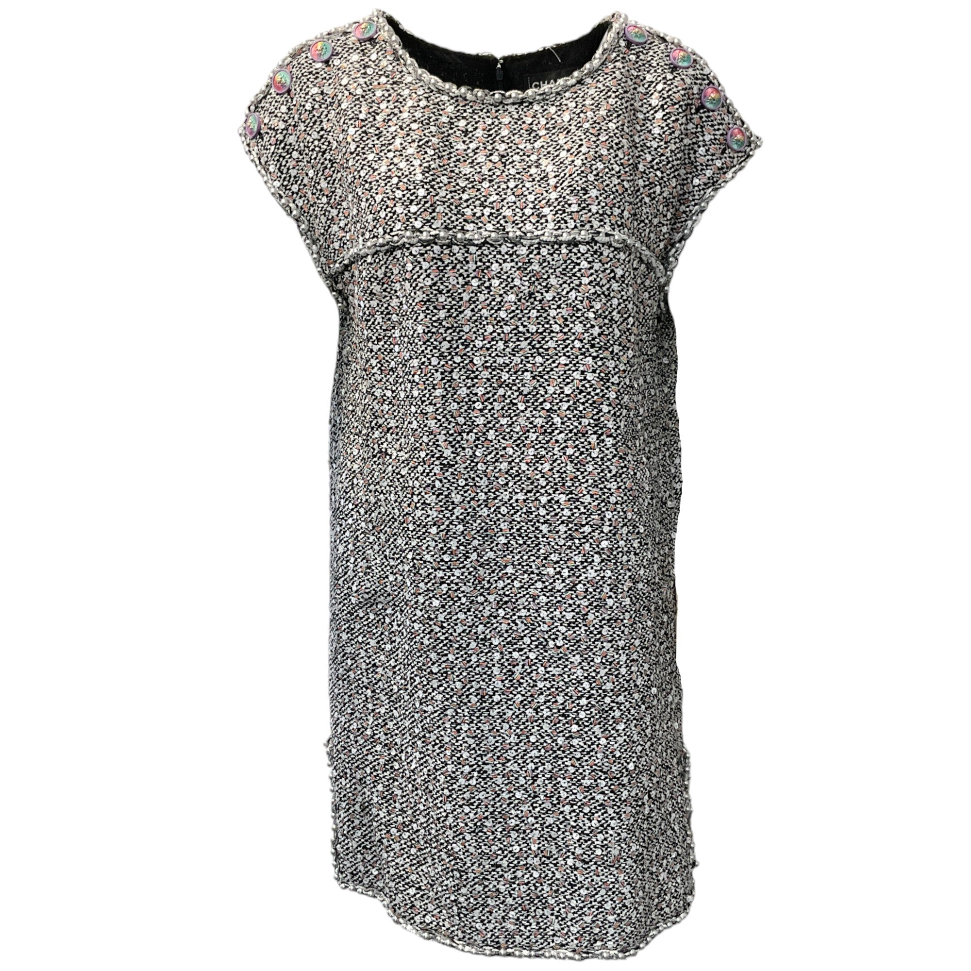 Chanel Black / White Multi Sequined Tweed Dress
