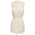 Load image into Gallery viewer, Akris Ivory / Beige Mesh Tulle Trimmed Pleated Sleeveless Silk Blouse
