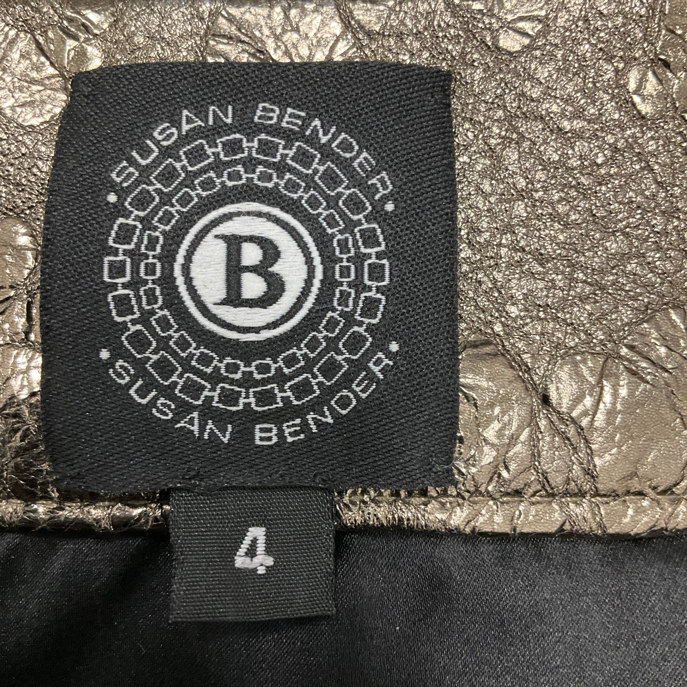 Susan Bender Gold Metallic Leather Jacquard Skirt