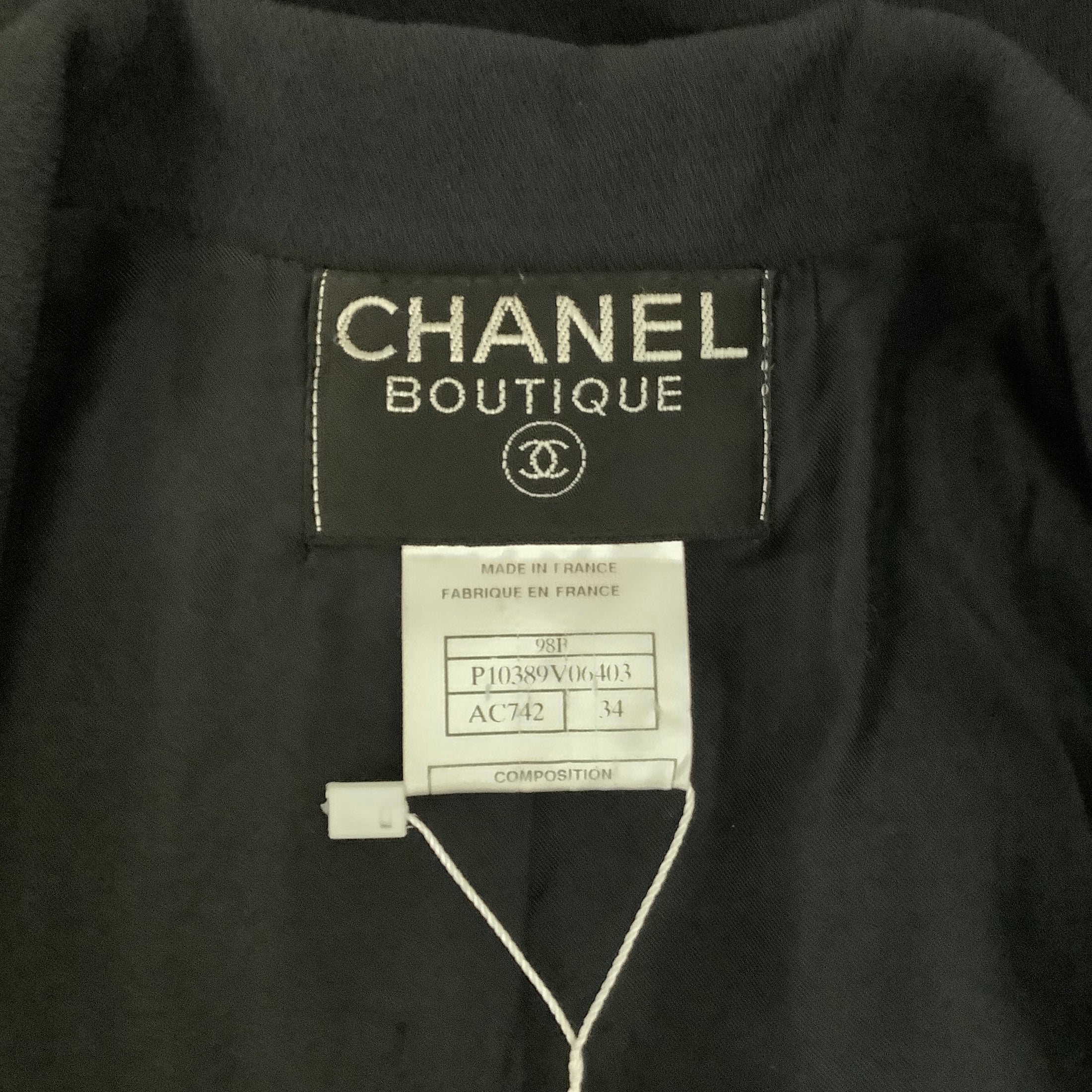 Chanel Vintage 1998 Navy Blue Wool Two Button Blazer