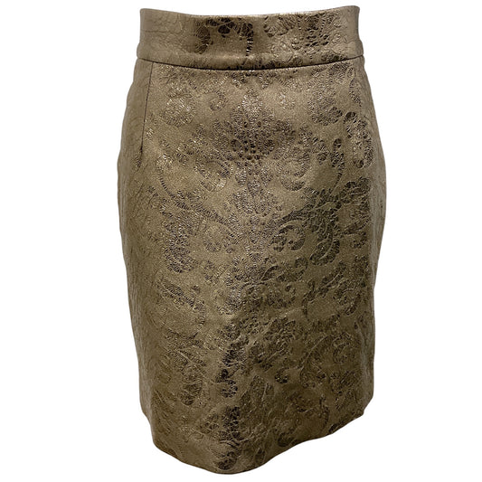 Susan Bender Gold Metallic Leather Jacquard Skirt
