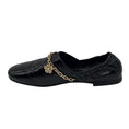Load image into Gallery viewer, Roger Vivier Black Crinkled Patent Leather Flats with Gold Charm Embellished Chain
