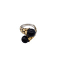 Load image into Gallery viewer, John Hardy Onyx 925 Sterling Silver and 18K Gold Bypass Ring
