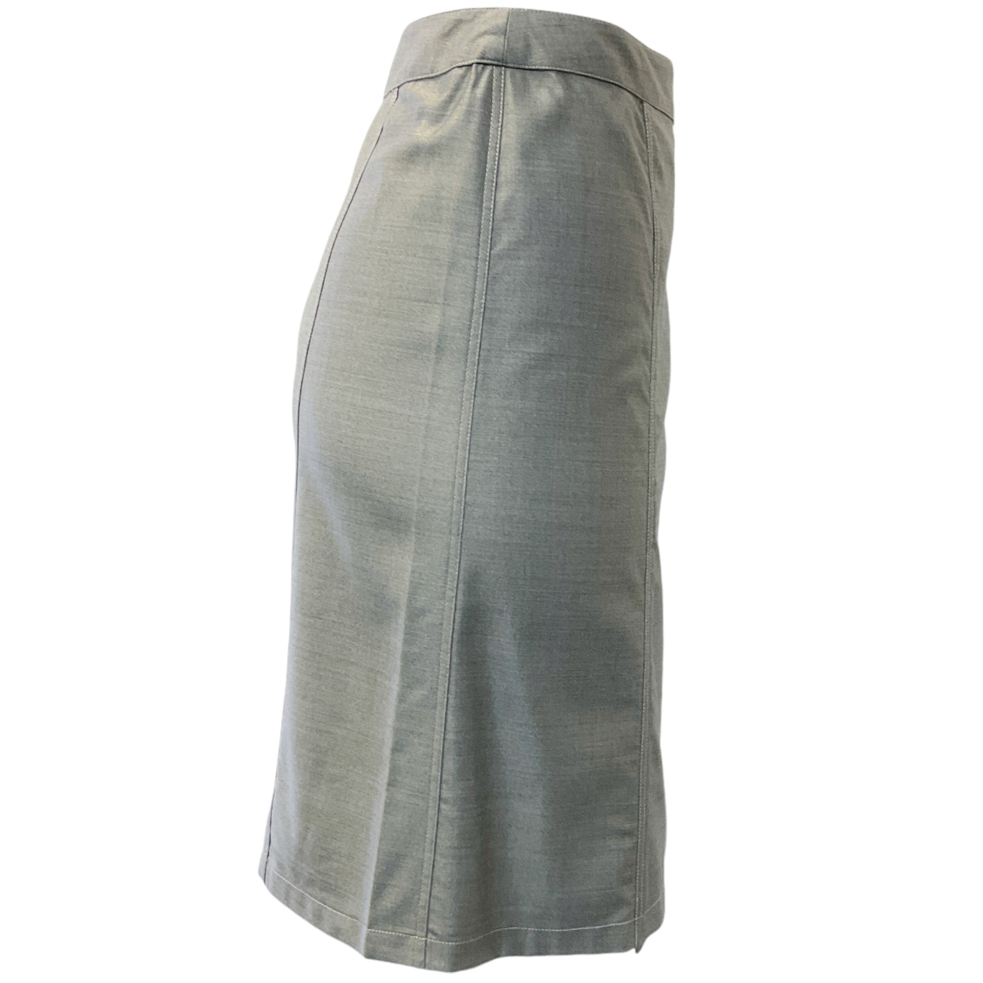 Chanel Silver Grey Wool and Silk Skirt with Buttons