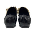 Load image into Gallery viewer, Roger Vivier Black Crinkled Patent Leather Flats with Gold Charm Embellished Chain
