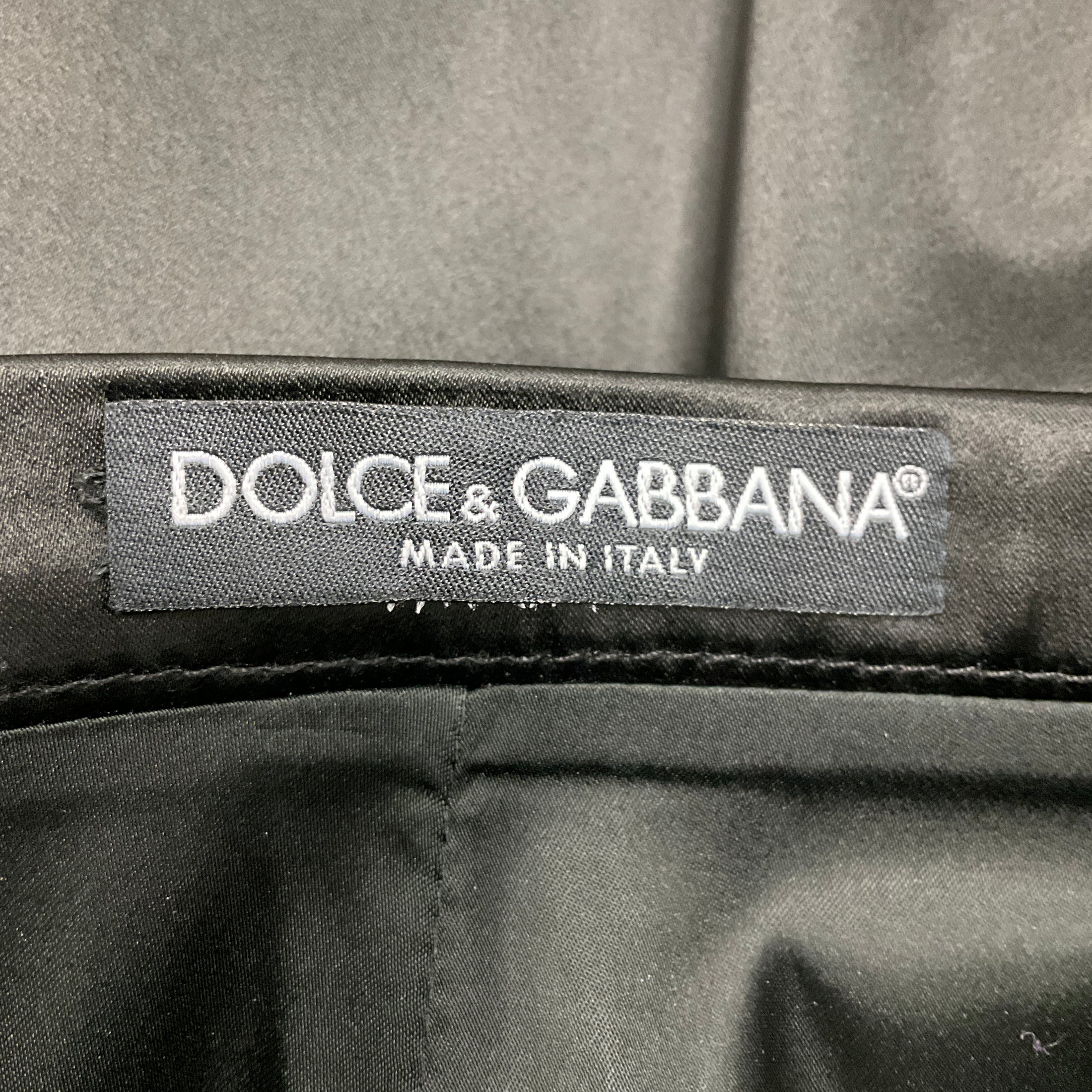 Dolce & Gabbana Black Stretch Satin Pencil Skirt