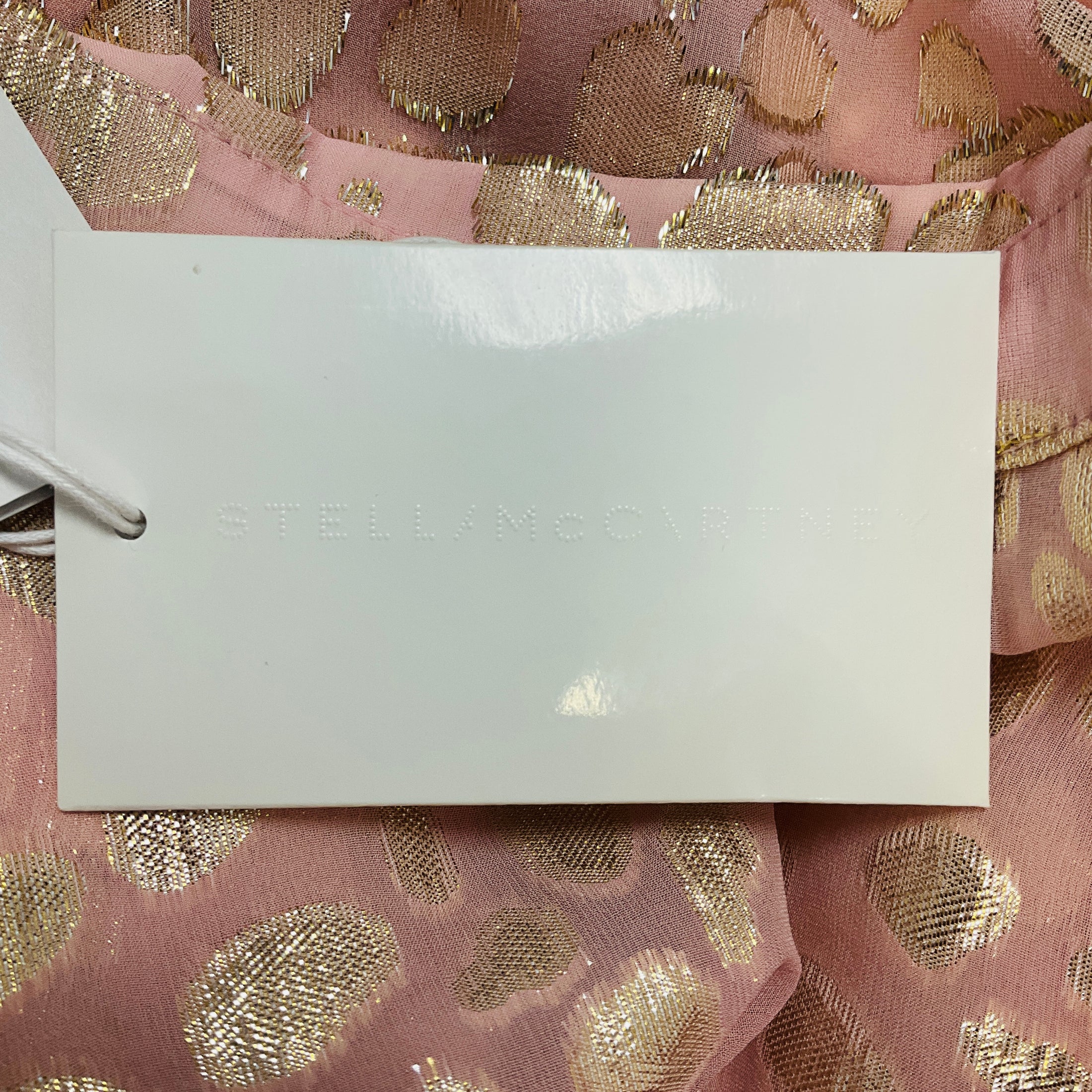 Stella McCartney Light Pink / Gold Metallic Lurex Detail Leopard Print Silk Blouse