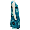 Load image into Gallery viewer, Lela Rose Turquoise Floral Printed Sleeveless V-Neck Silk Cocktail Dress
