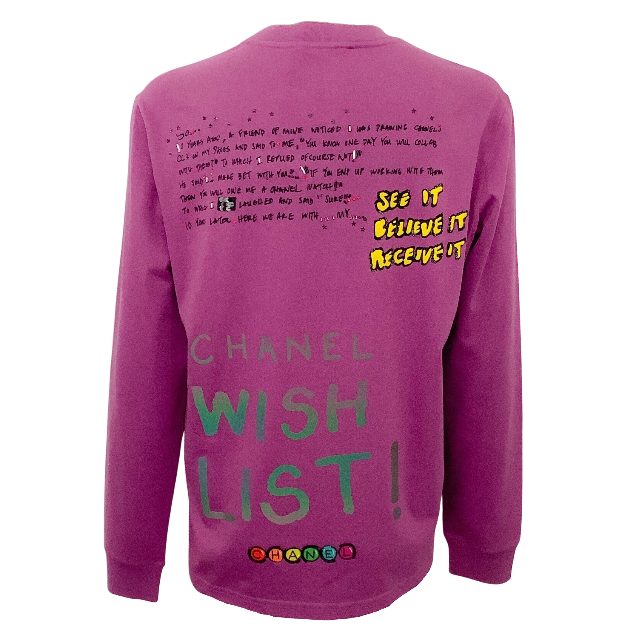 Chanel Purple Cotton Long Sleeve Pharrell Wish List Tee Shirt