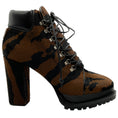 Load image into Gallery viewer, Alaia Brown / Black Pony Hair Lace Up Booties
