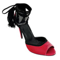 Load image into Gallery viewer, Pierre Hardy Majorelle Pink / Black Suede Trimmed Velvet Sandals
