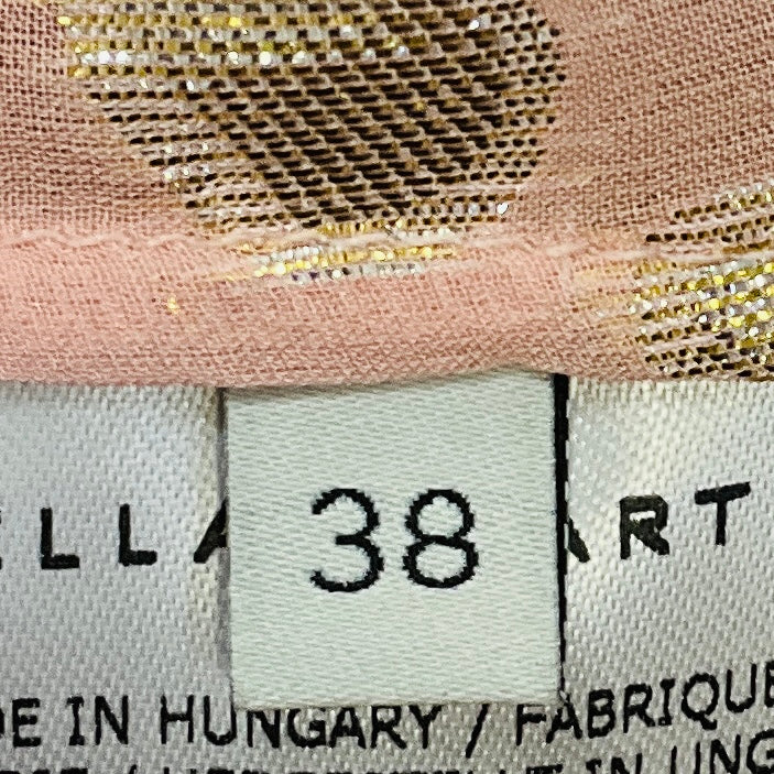 Stella McCartney Light Pink / Gold Metallic Lurex Detail Leopard Print Silk Blouse