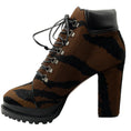 Load image into Gallery viewer, Alaia Brown / Black Pony Hair Lace Up Booties
