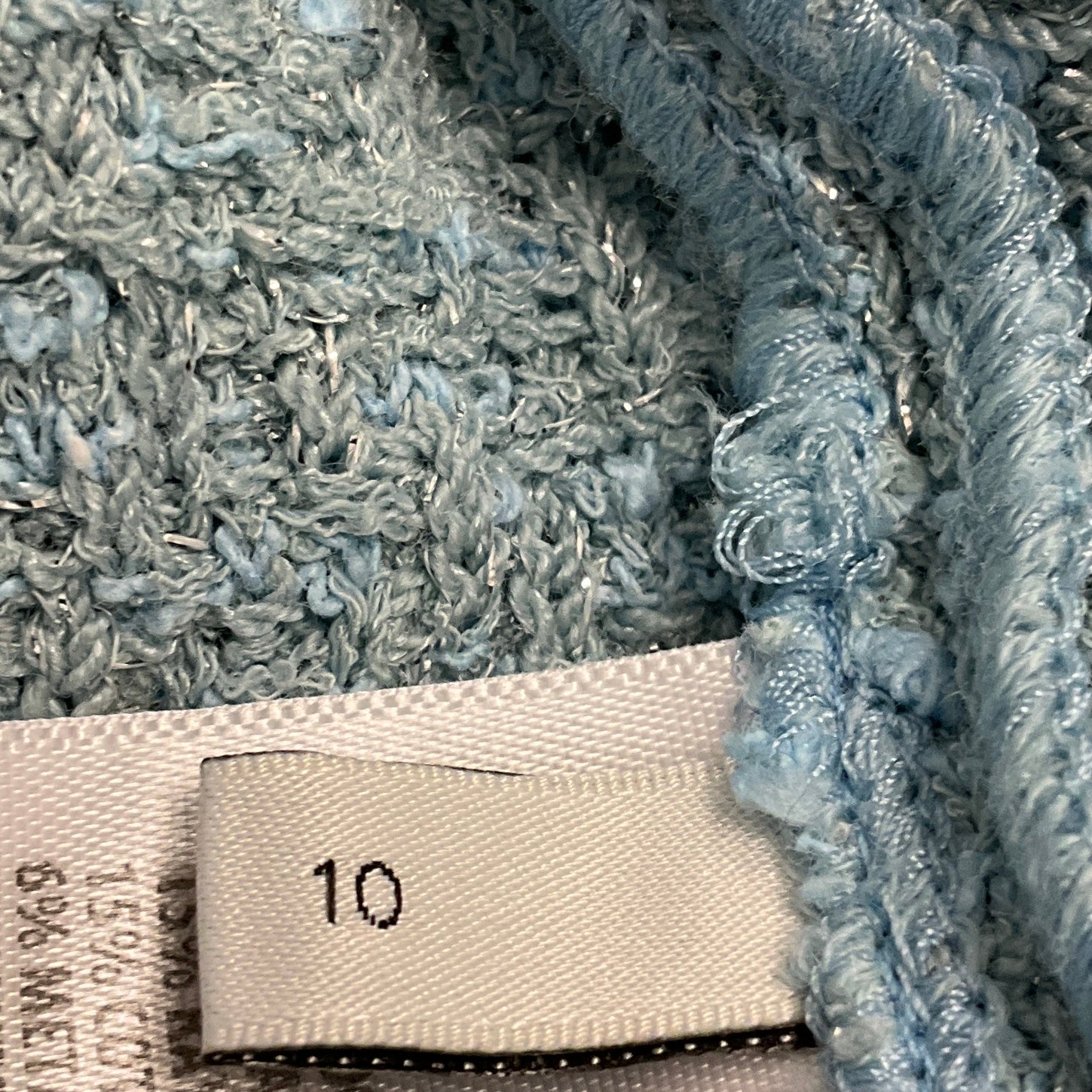St. John Light Blue / Silver Metallic Knit Jacket and Dress Suit Set