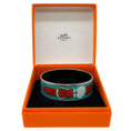 Load image into Gallery viewer, Hermes Blue Belt Motif Enamel Gold Plated Wide Bangle Bracelet

