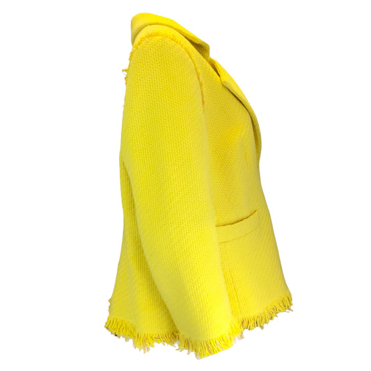 Escada Yellow Bigis Silk Lined Cotton Tweed Blazer in Limoncello