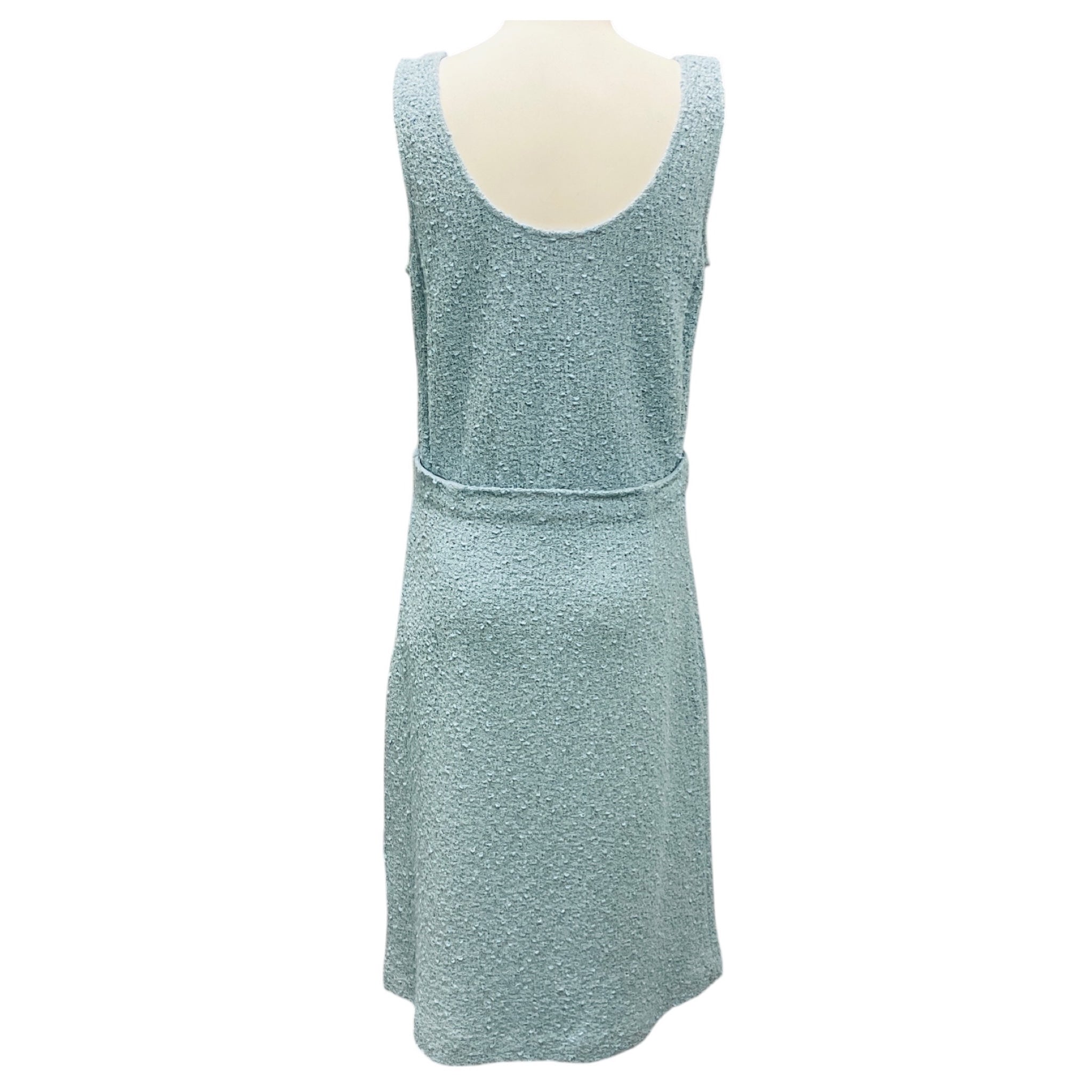 St. John Light Blue / Silver Metallic Knit Jacket and Dress Suit Set