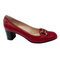 Load image into Gallery viewer, Salvatore Ferragamo Red / Gold Buckle Leather Loafer Pumps
