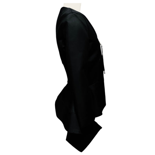 Alyx Black Flared Zip Front High Low Blazer Jacket