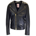 Load image into Gallery viewer, Palm Angels Black Marijuana Leaf Embroidered Leather Biker Jacket
