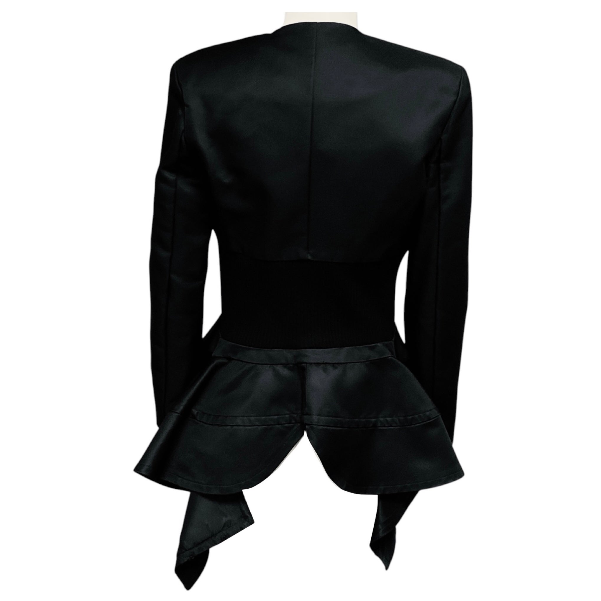 Alyx Black Flared Zip Front High Low Blazer Jacket