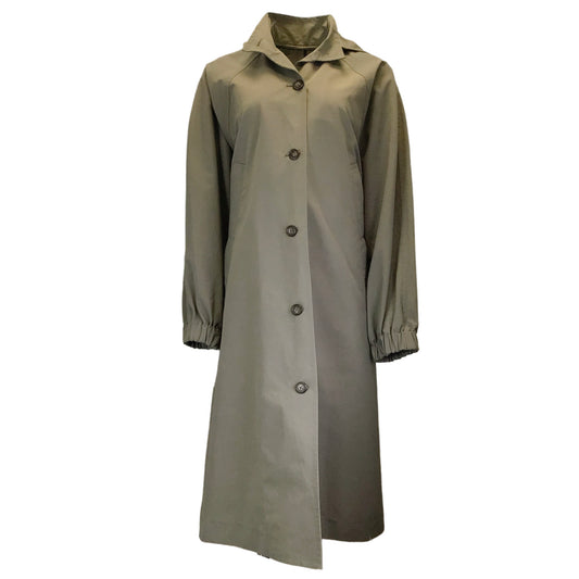 Deveaux Olive Green Hooded Mid-Length Trench Coat