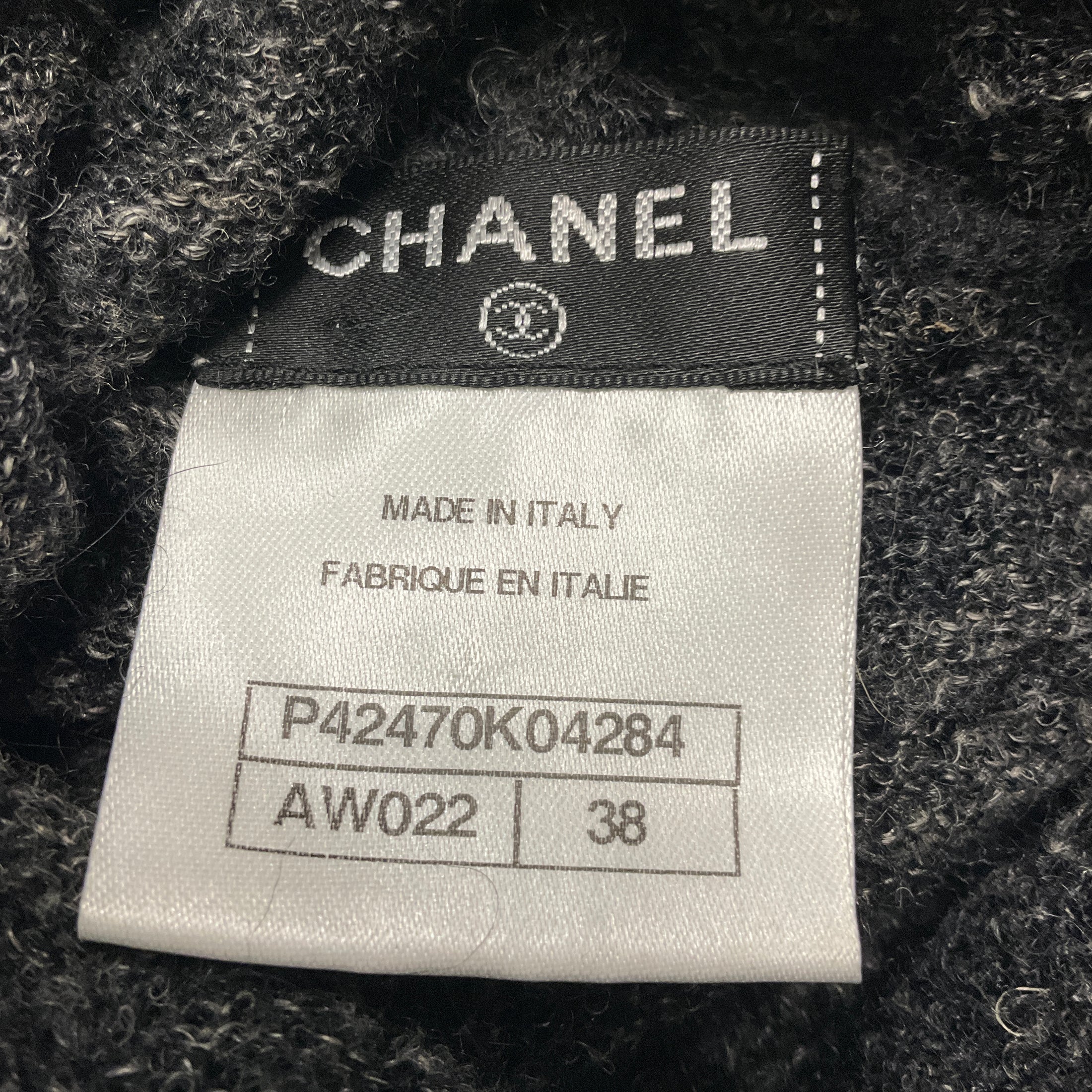 Chanel Charcoal Grey Alpaca and Linen Knit Turtleneck Sweater
