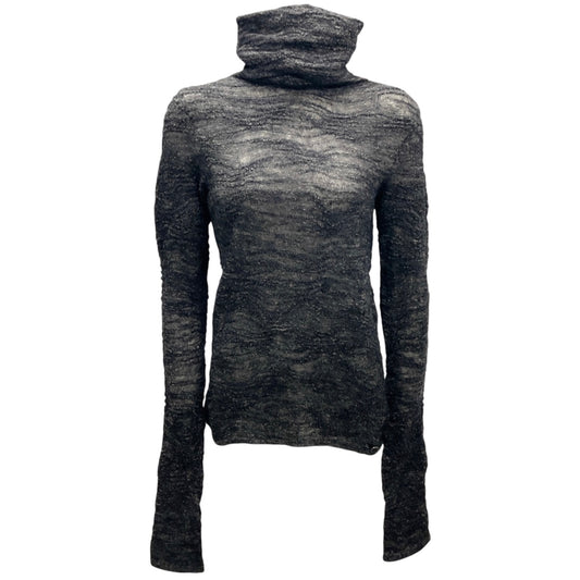 Chanel Charcoal Grey Alpaca and Linen Knit Turtleneck Sweater