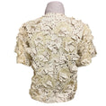 Load image into Gallery viewer, Valentino Roma Vintage Lilac Faux Pearl Embellished Petal Applique Short Sleeved Eyelet Jacket
