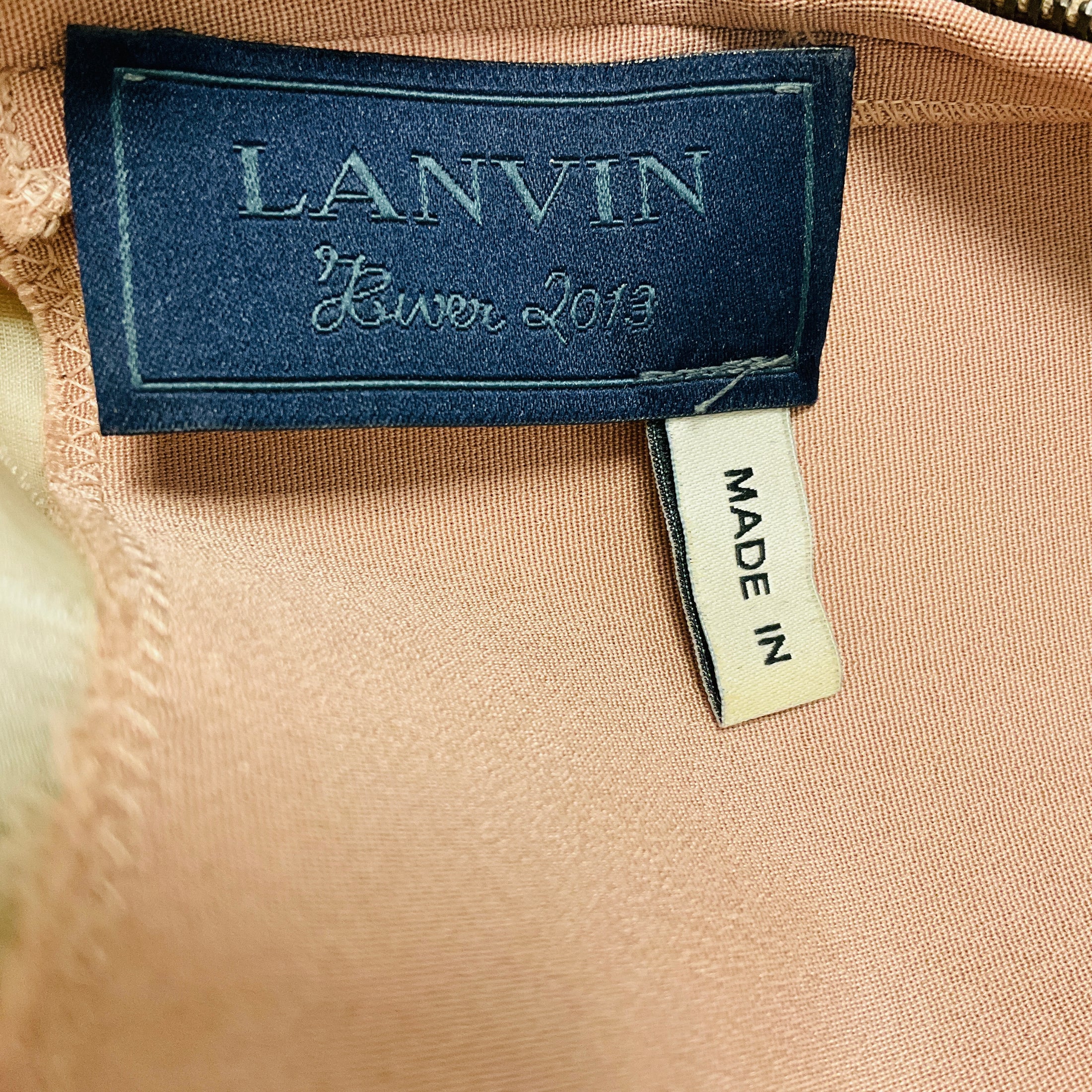 Lanvin Ivory / Nude Layered Silk Chiffon and Nylon Stretch Top