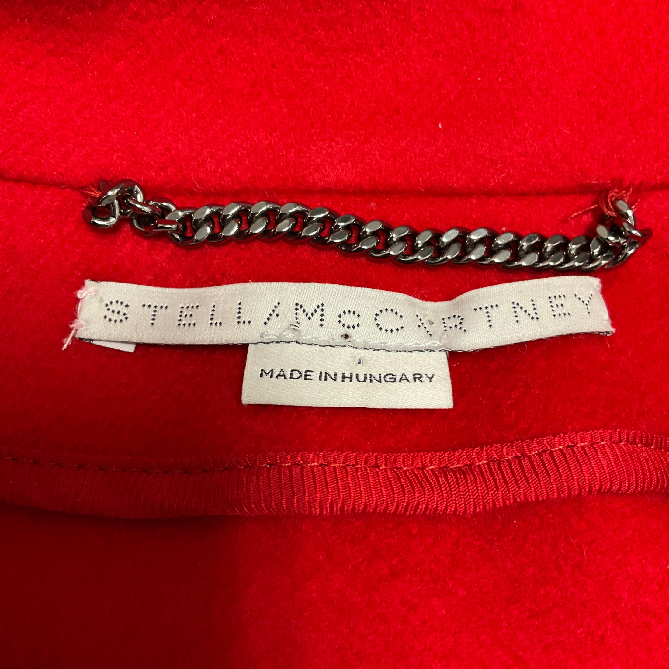 Stella McCartney Red Button Front Mid-Length Wool Coat