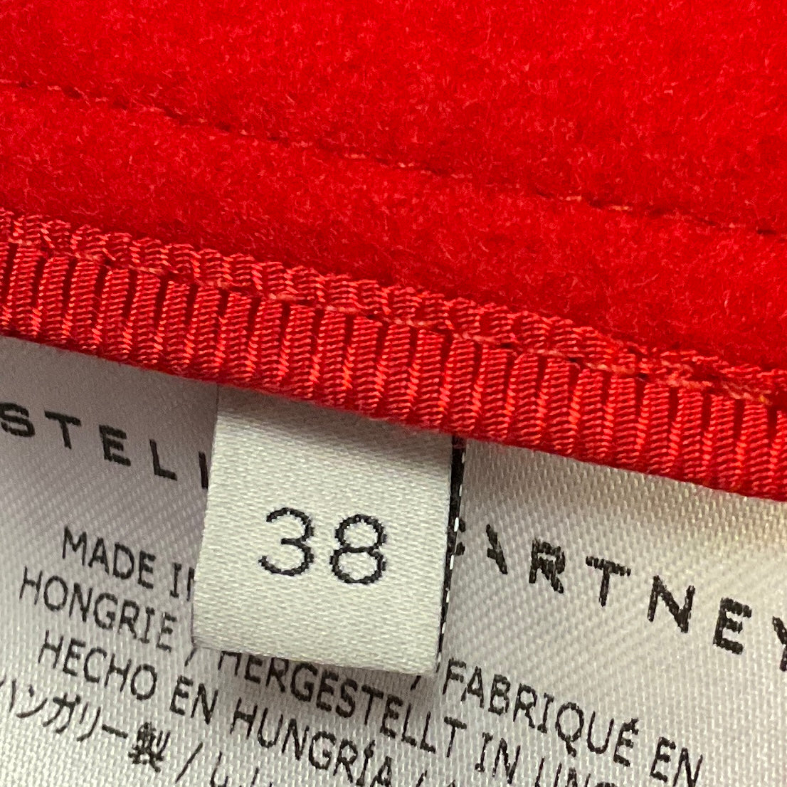 Stella McCartney Red Button Front Mid-Length Wool Coat
